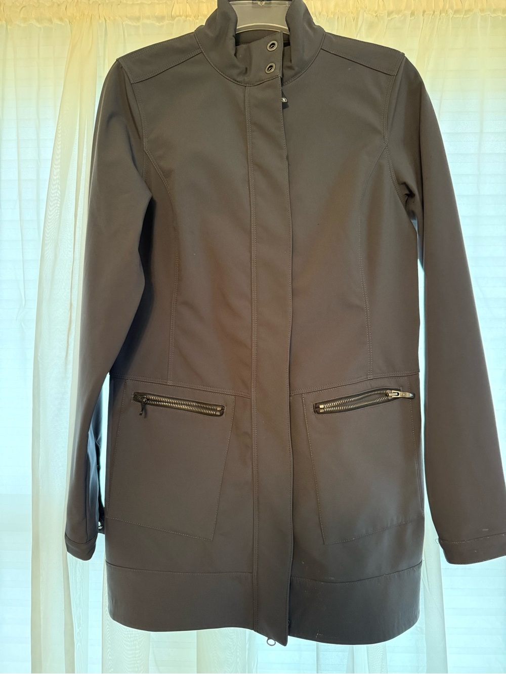 OGIO Women's Dark Gray Long Trench Coat with Zip Pockets